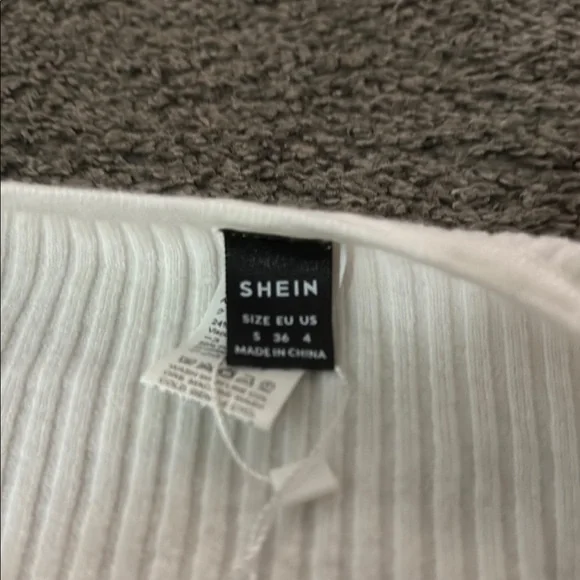 SHEIN Cream Ribbed Knit Top - Picture 2 of 2